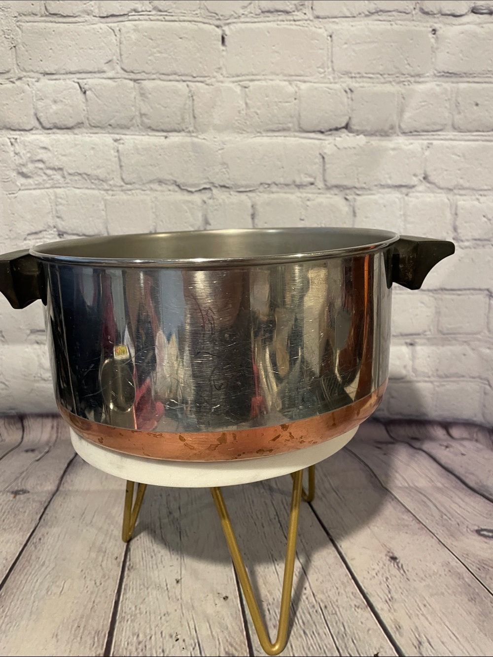 Stainless Steel & Copper Saucepan with Black Handles - 4 1/2Qt.